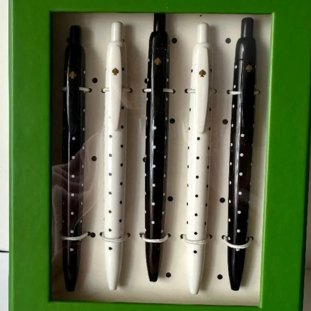 NIB Kate Spade New York 5 Black Ink Pen Set
